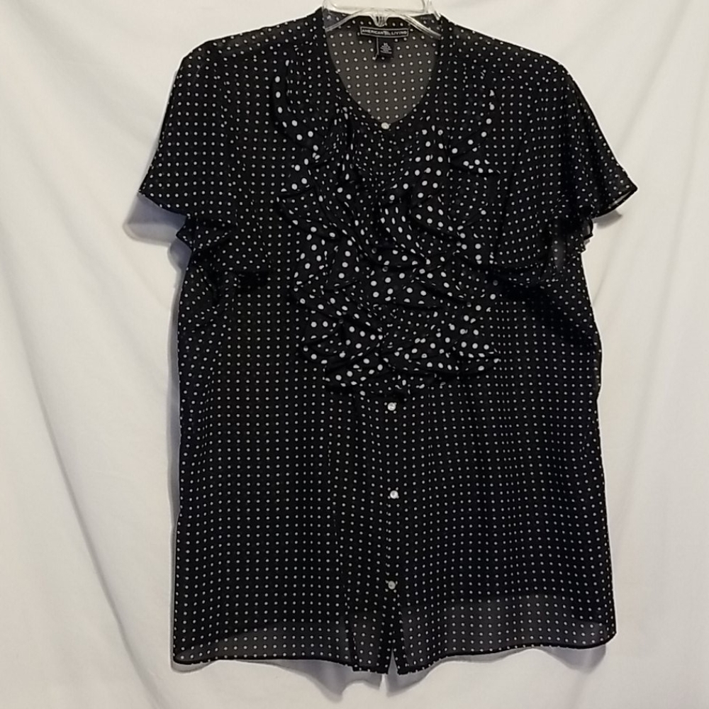 Womans Blouse polka dots Ruffles XL